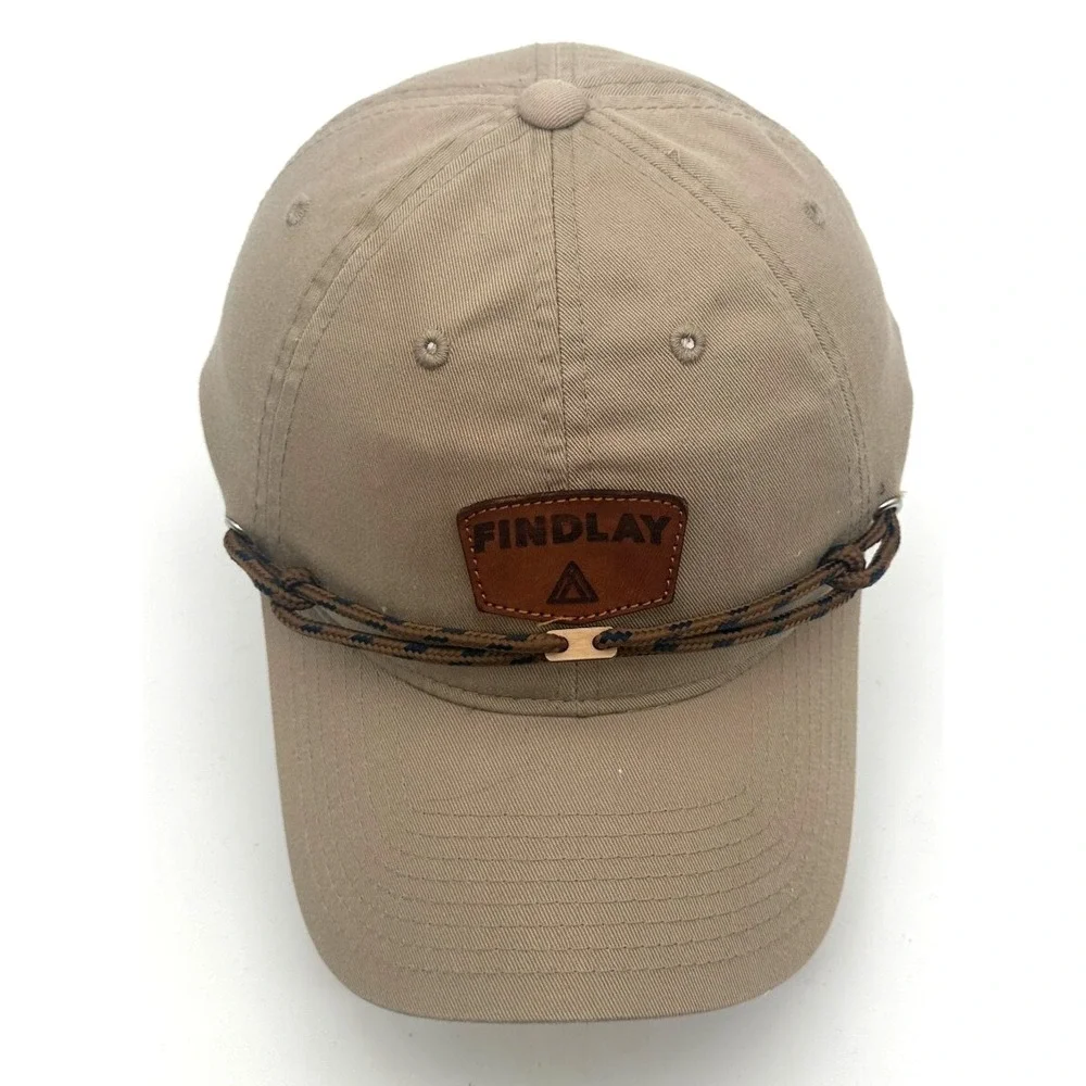Findlay Rope Baseball Cap Hat Strap‎ Back Adjustable Tan Cotton Stash Pocket